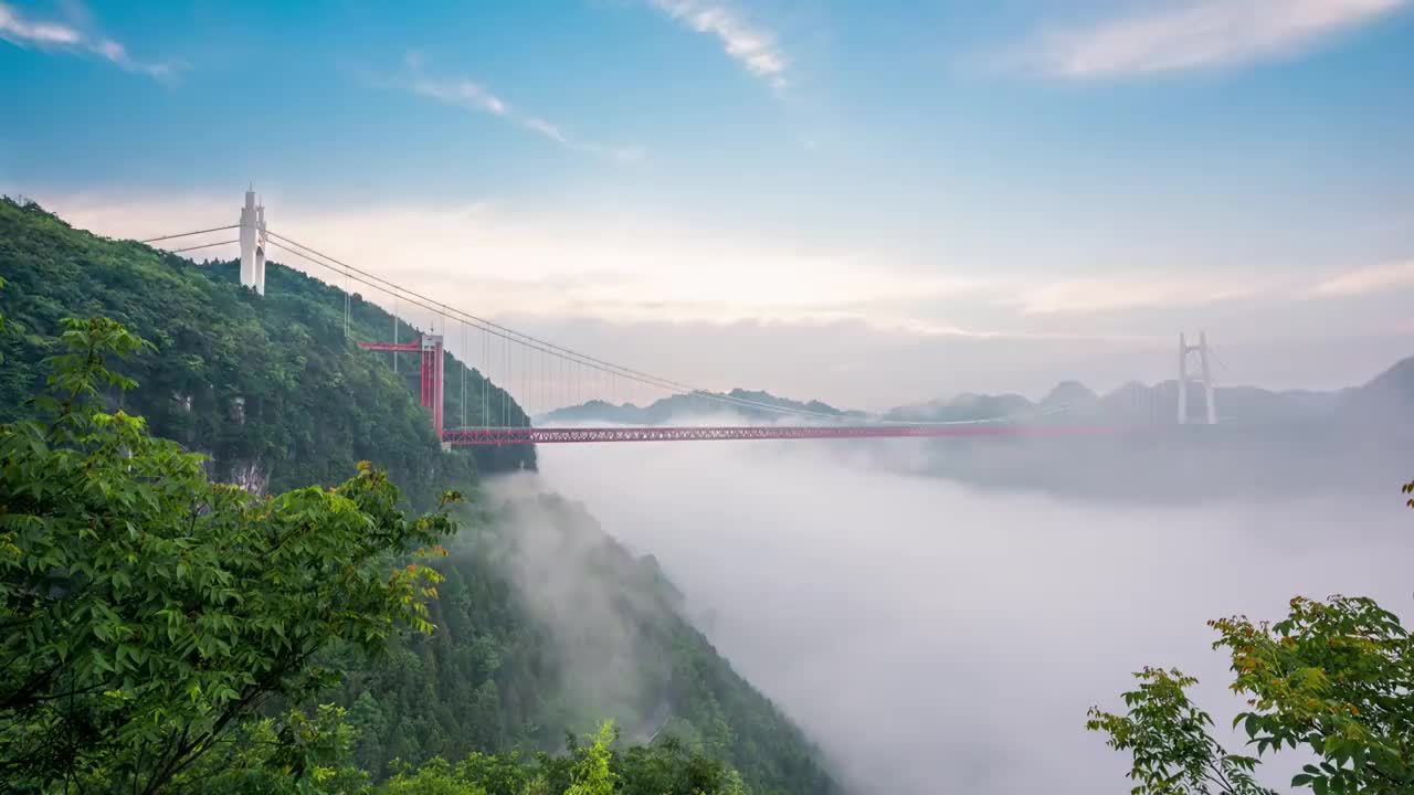 矮寨大桥云海日出视频素材