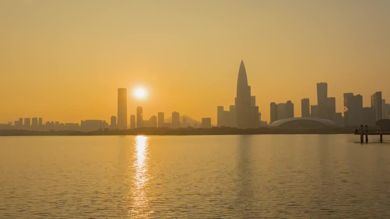 深圳湾后海日落美景视频素材