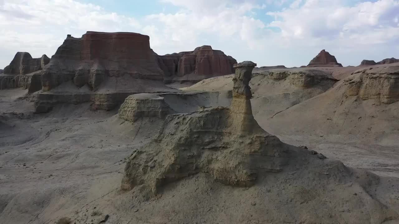 新疆克拉玛依乌尔禾世界魔鬼城雅丹地貌自然风光视频素材