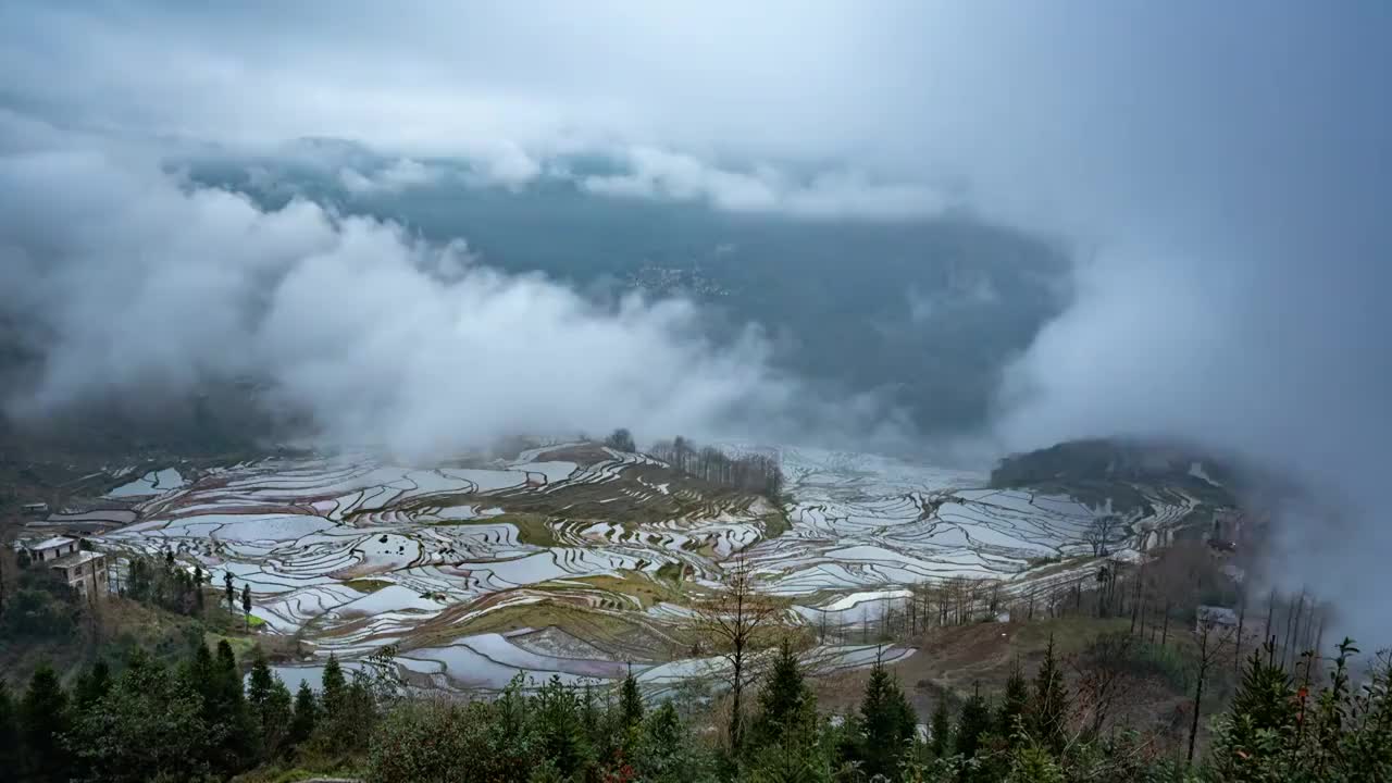 云南元阳哈尼梯田延时视频素材