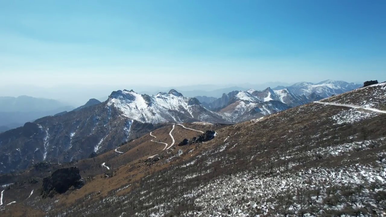 秦岭光头山雪景视频素材