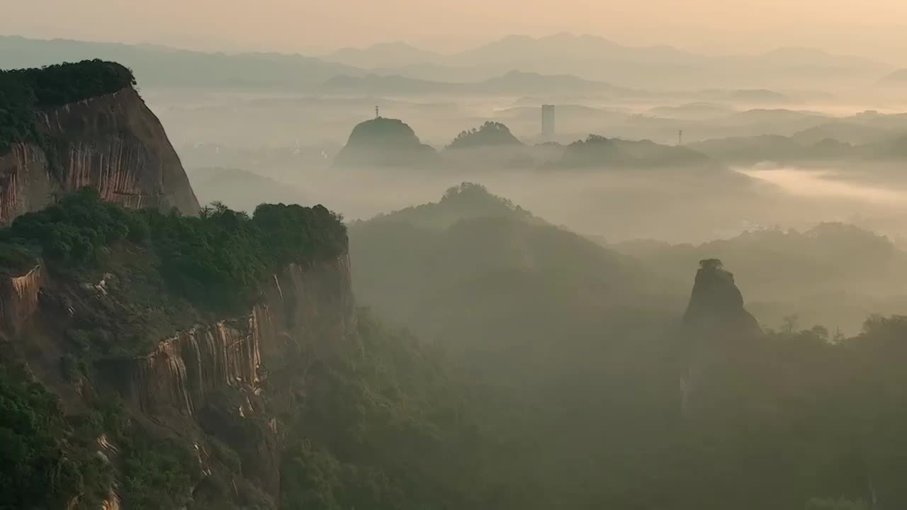 韶关丹霞仙境清晨视频素材