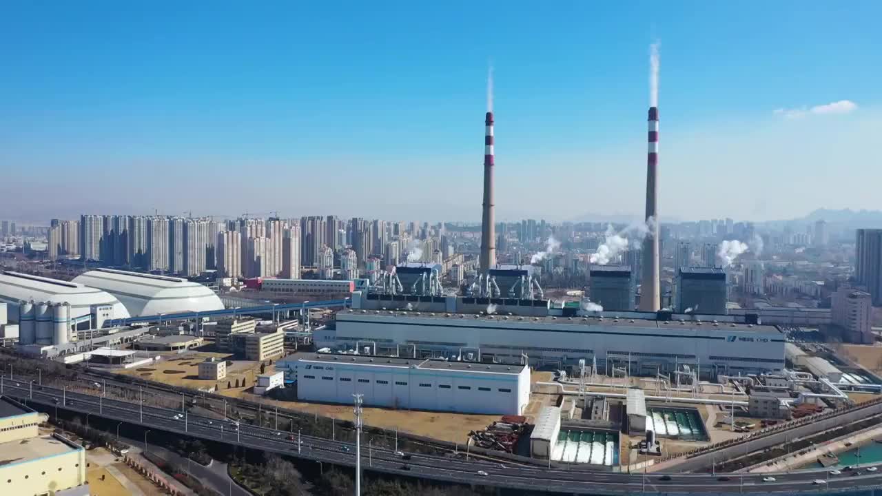 城市，发电厂，海边视频素材