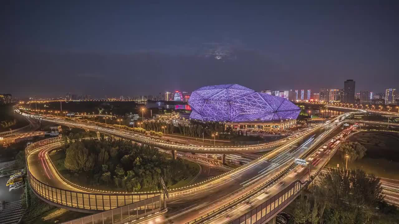 东北沈阳盛京大剧院夜景延时视频素材