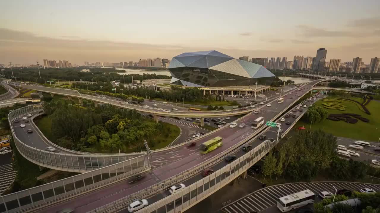 东北沈阳盛京大剧院夜景延时视频素材