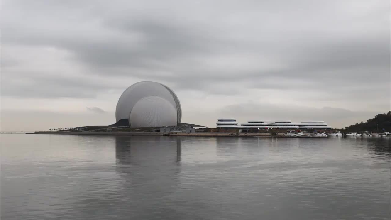 珠海日月贝歌剧院流云视频素材