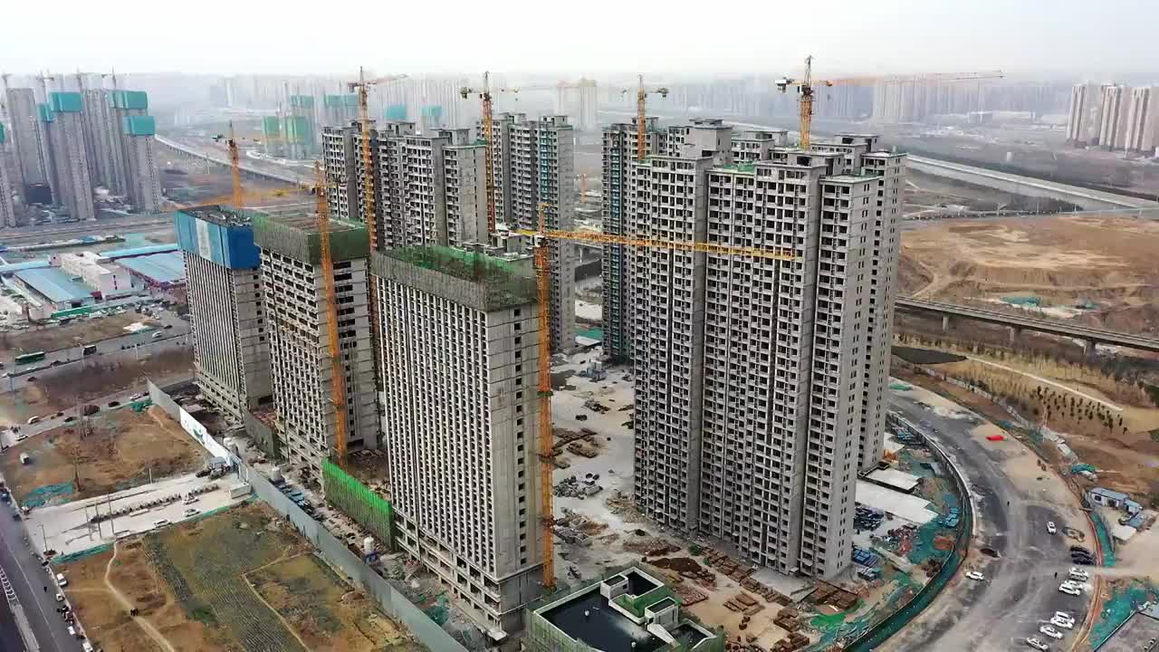 在建楼盘航拍视频素材