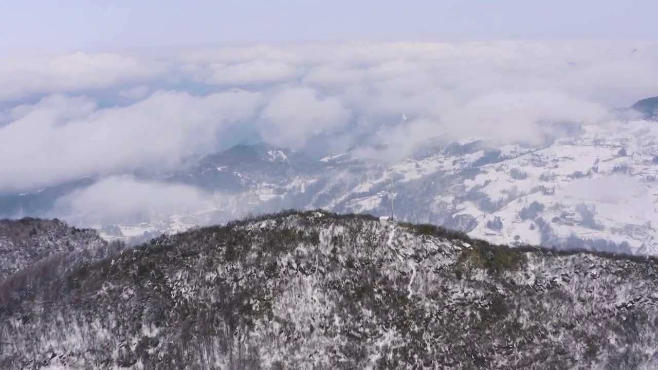 4k航拍恩施雪山雾凇风光视频素材