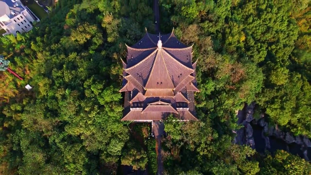 航拍绍兴诸暨著名景点文昌阁楼古建筑视频素材