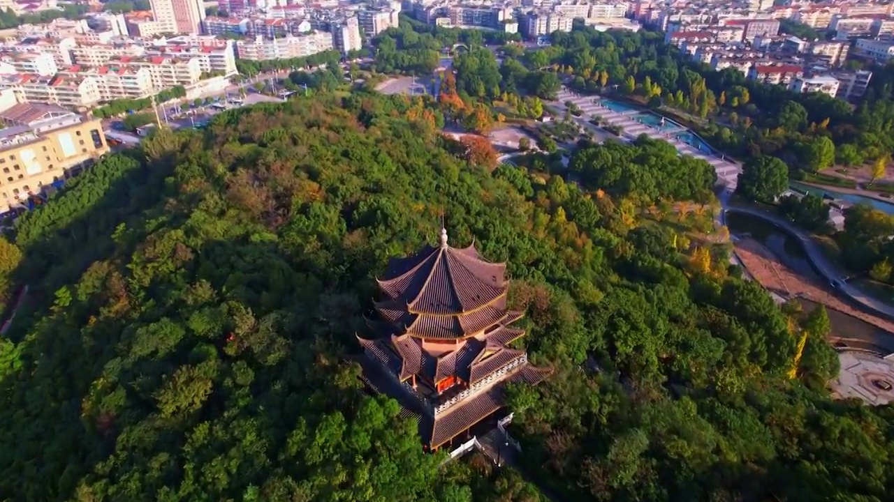 航拍绍兴诸暨著名景点文昌阁楼古建筑视频素材