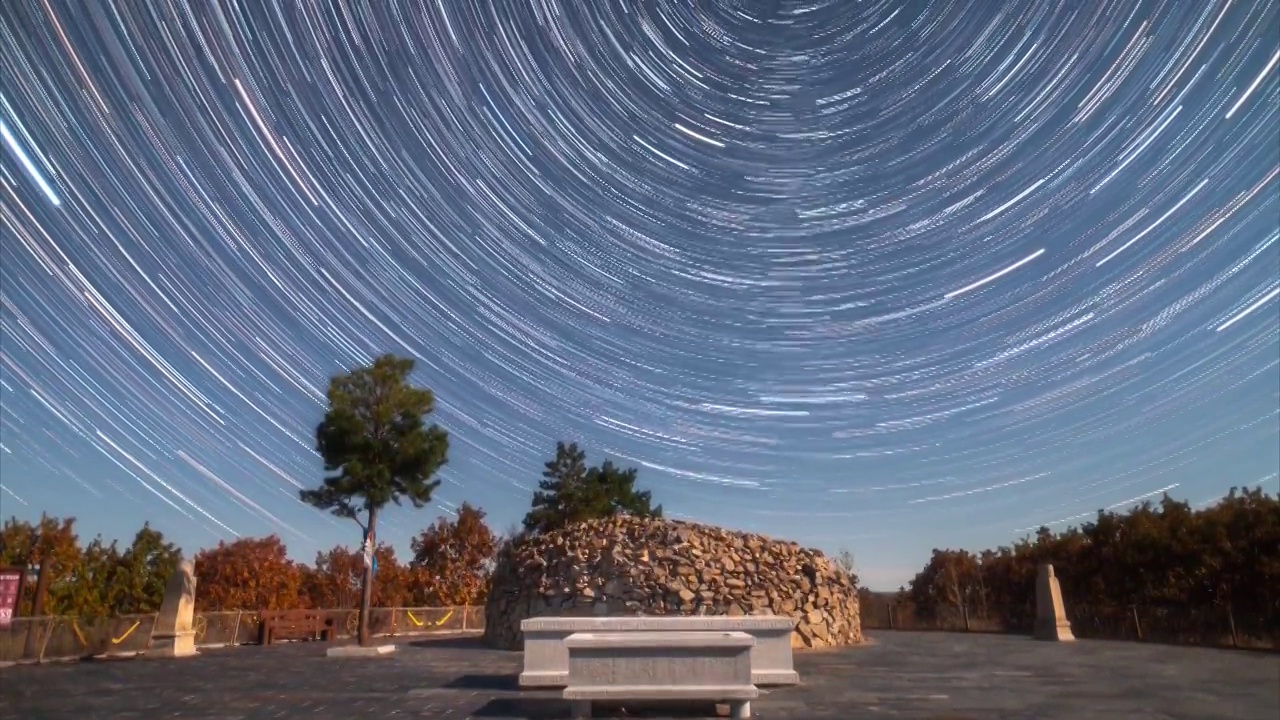 星空延时：内蒙古达斡尔族斡包星空视频素材