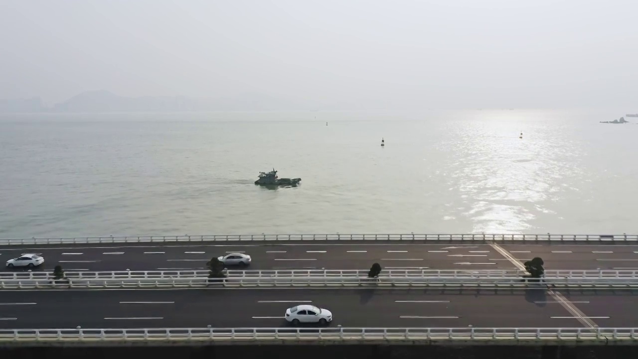 日落时分厦门演武大桥城市风光视频素材