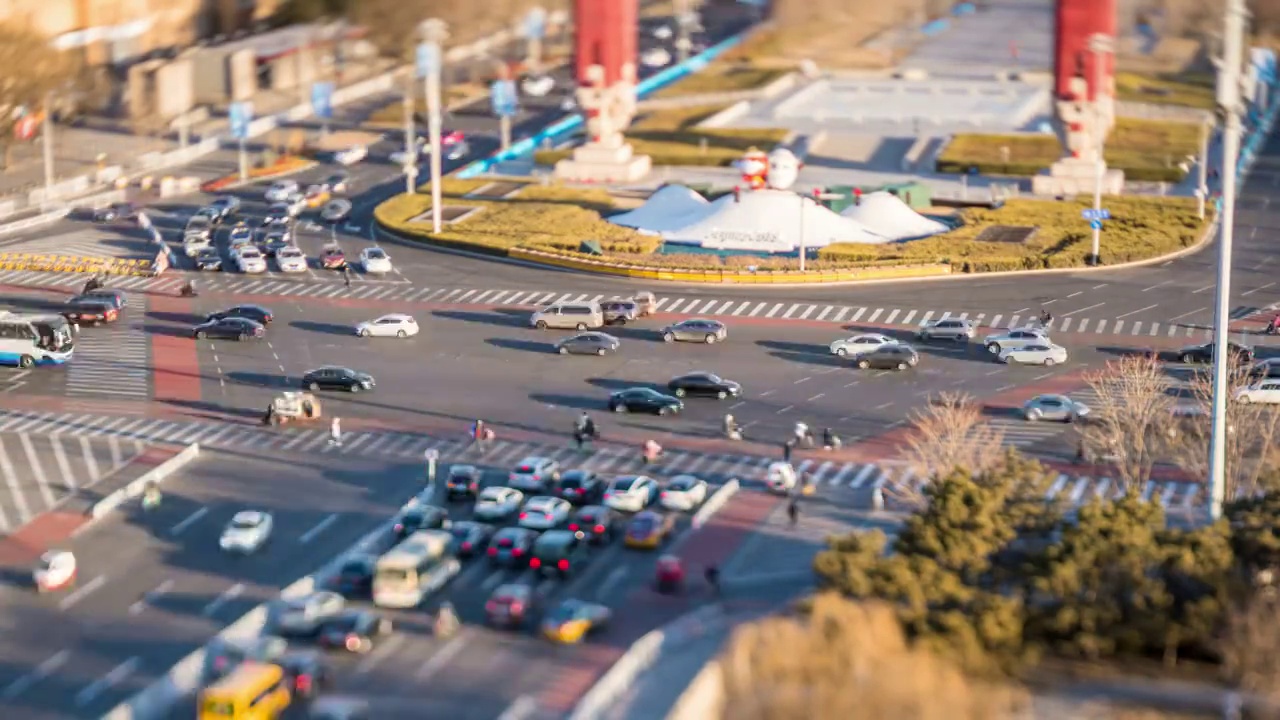 北京城市路口延时摄影视频素材