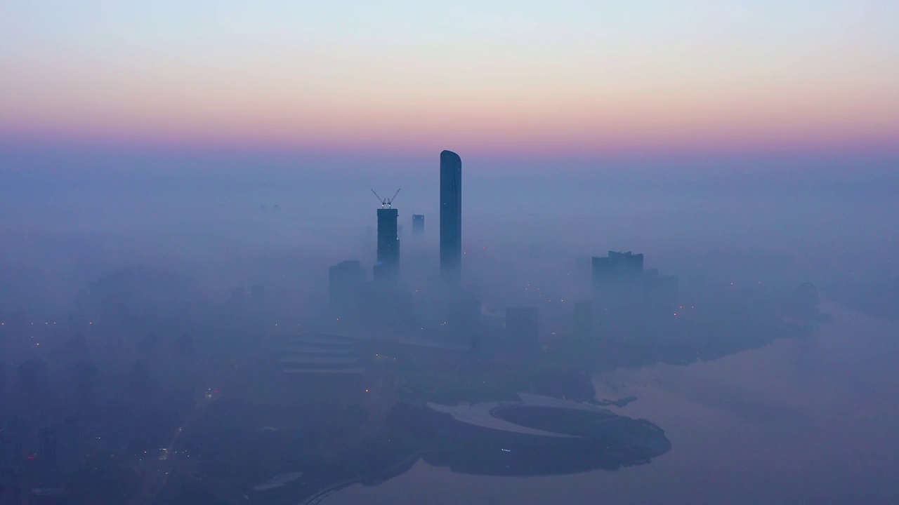 苏州园区清晨日出平流雾视频素材