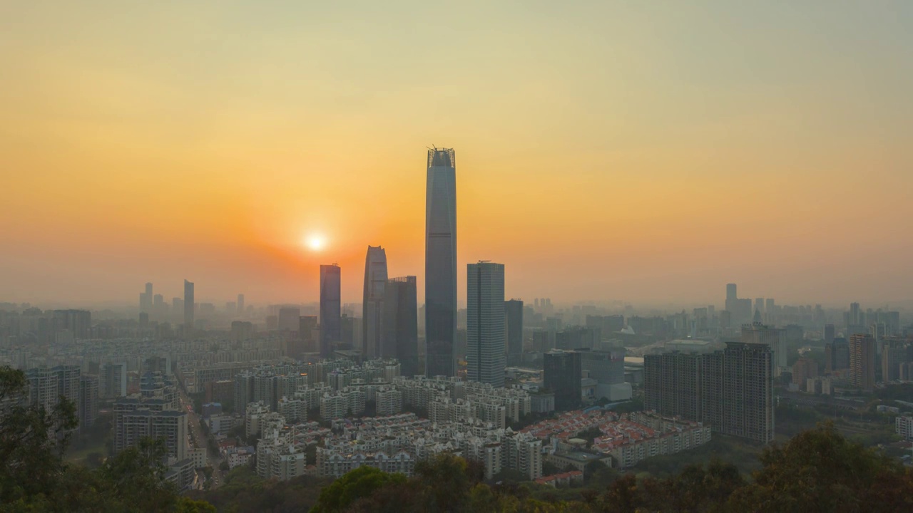 东莞CBD天际线民盈国贸日落美景视频素材