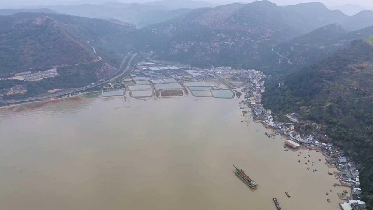 北岐滩涂,太阳坞滩涂,港口,码头视频素材