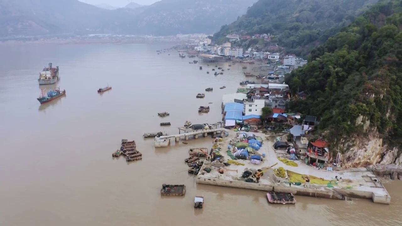 北岐滩涂,太阳坞滩涂,港口,码头视频素材