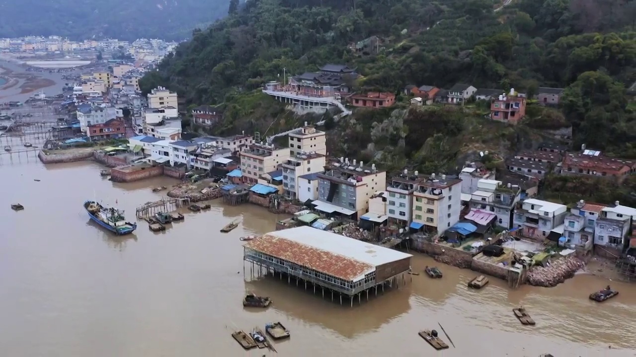 北岐滩涂,太阳坞滩涂,港口,码头视频素材