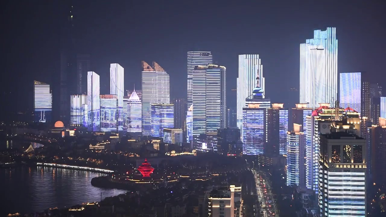 城市夜景，灯光秀，霓虹灯视频素材