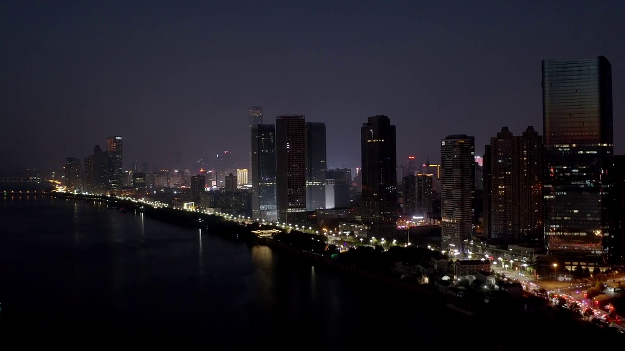 航拍长沙城市夜景视频素材