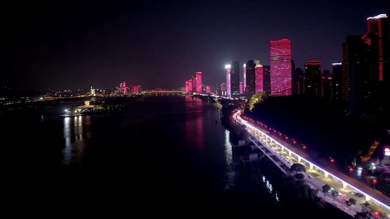 航拍长沙城市夜景视频素材