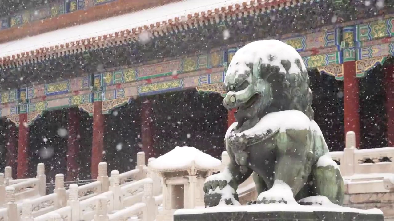 雪中故宫视频素材