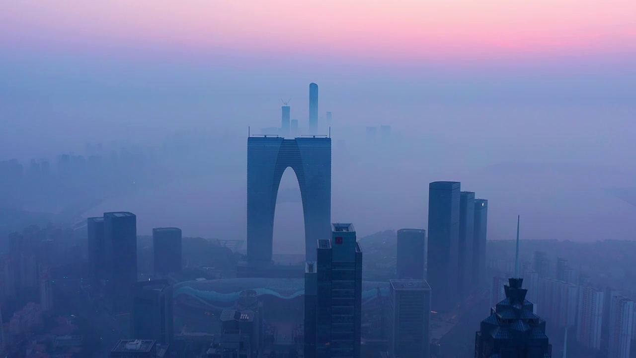 苏州园区清晨日出平流雾视频素材