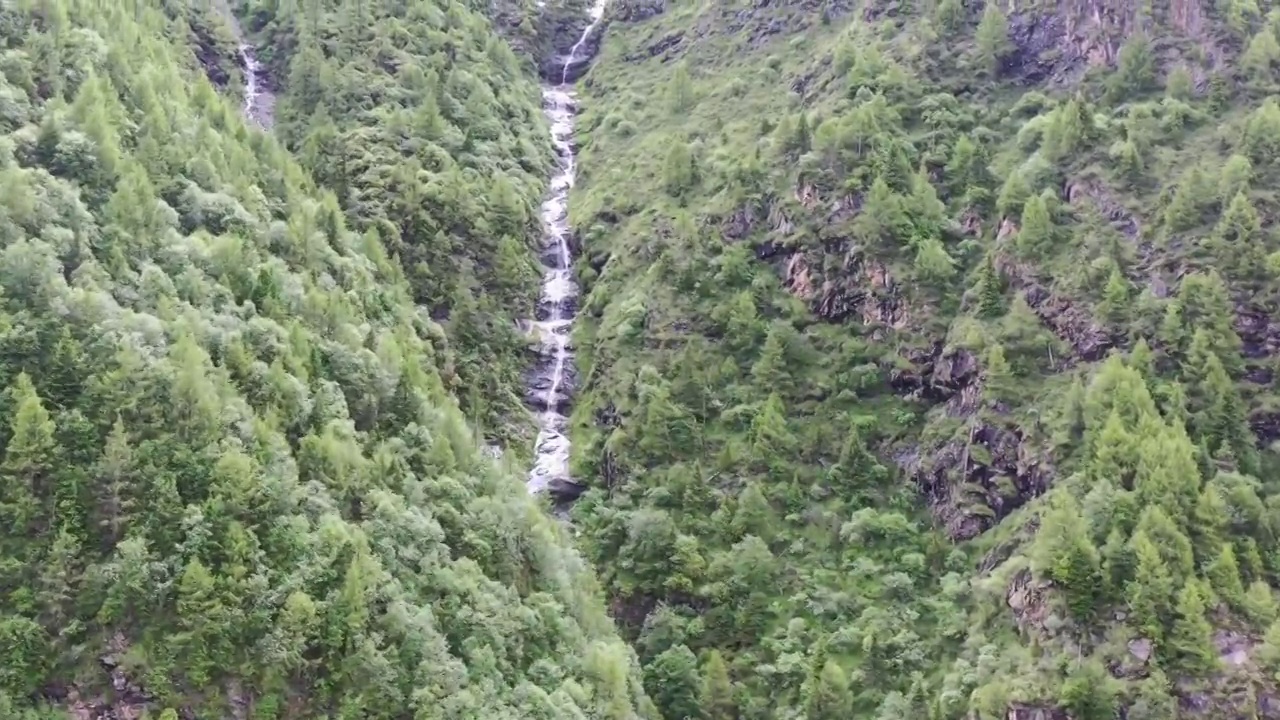 航拍四川四姑娘山旅行雪山草坪自然风光视频素材