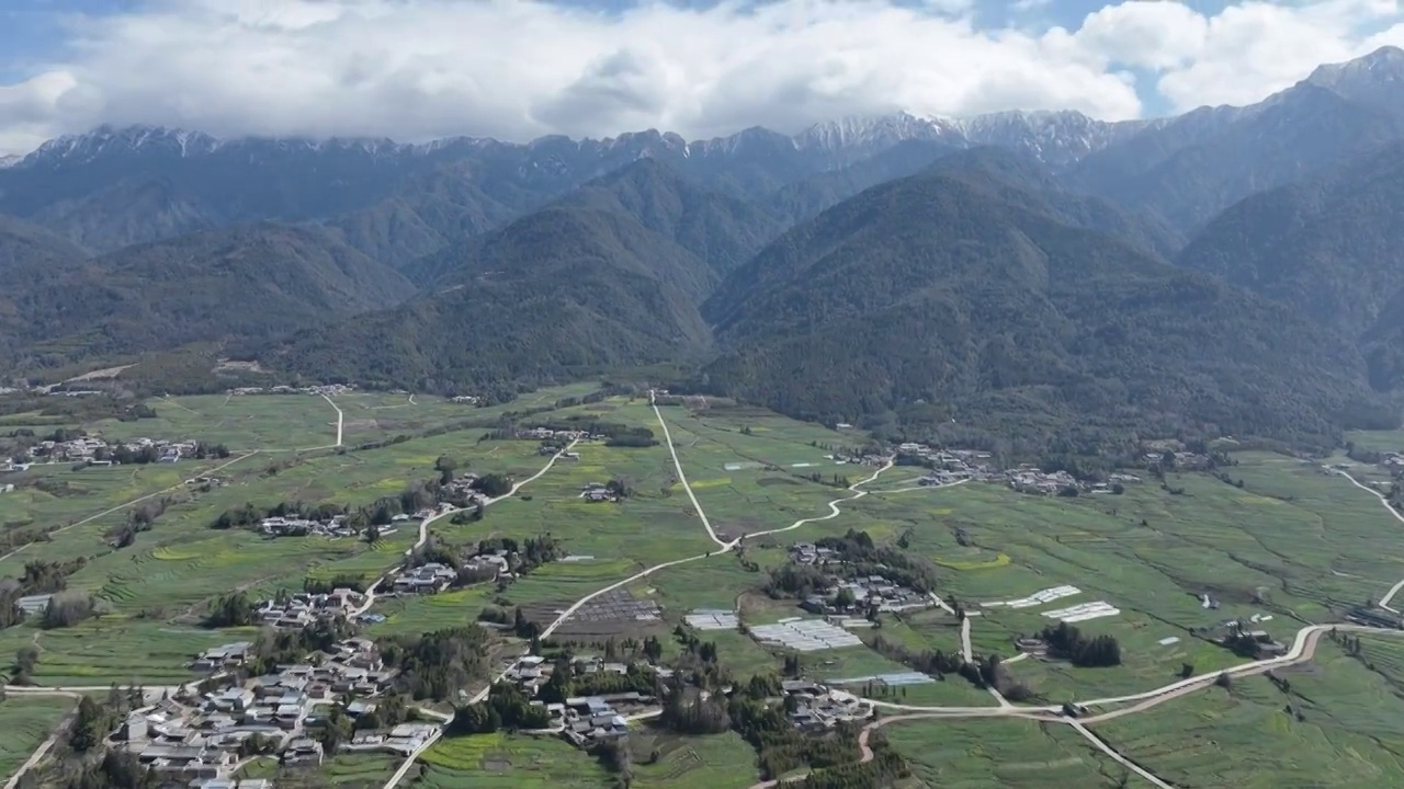 云南保山腾冲高黎贡山下油菜花田视频素材