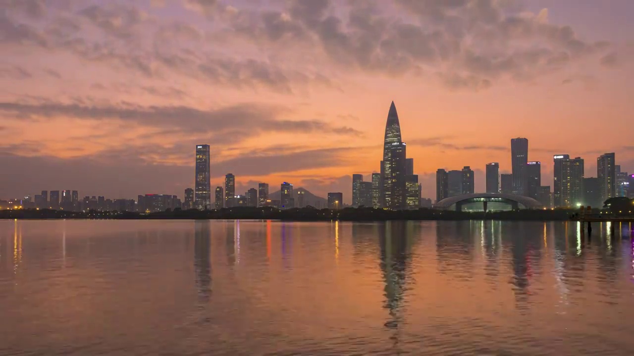 深圳湾后海日转夜延时美景视频素材