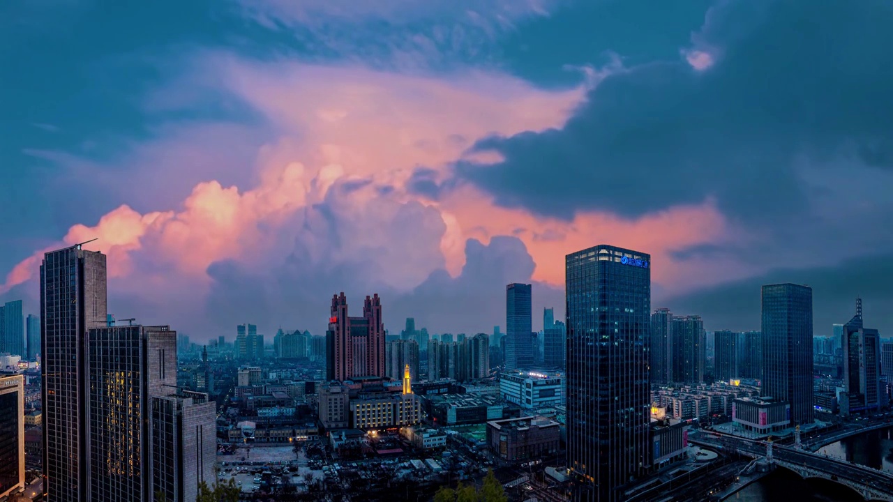 天津 海河广场 金湾广场 世纪钟 海河 天津之眼视频素材