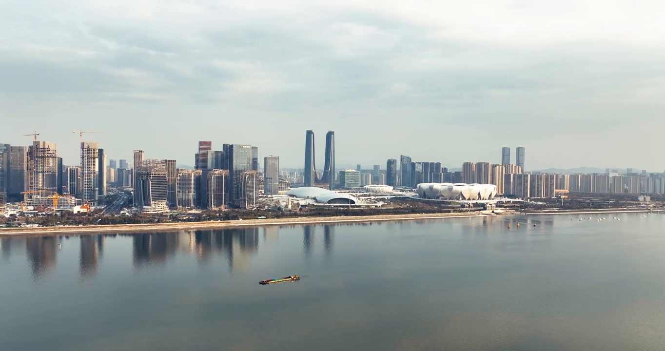 航拍杭州钱江世纪城城市风景视频素材