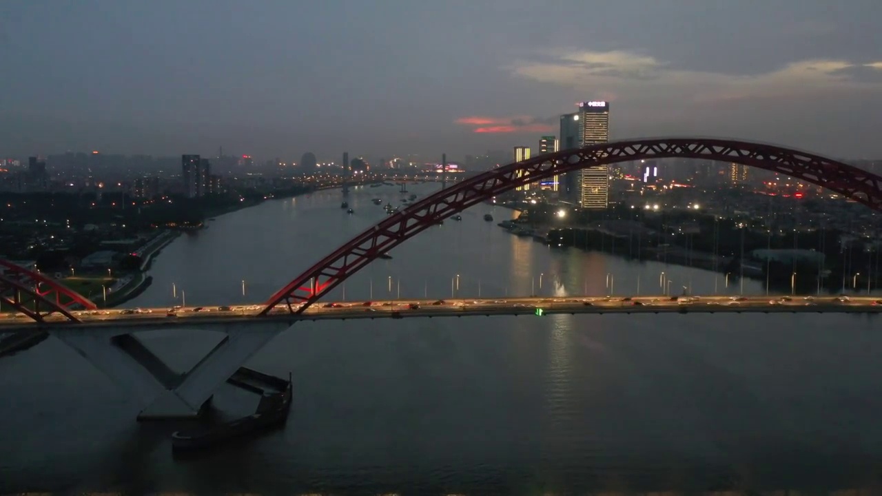 航拍深圳城市风光公路桥梁车流夜景灯光视频素材