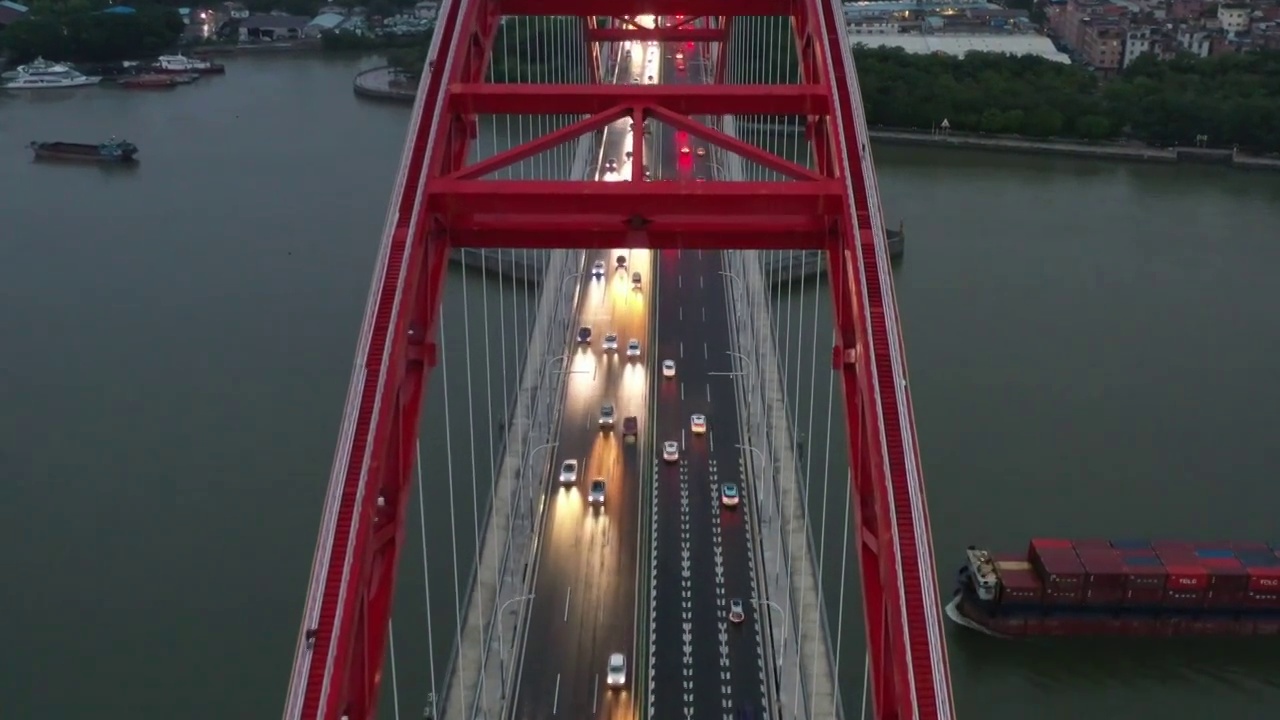 航拍深圳城市风光公路桥梁车流夜景灯光视频素材