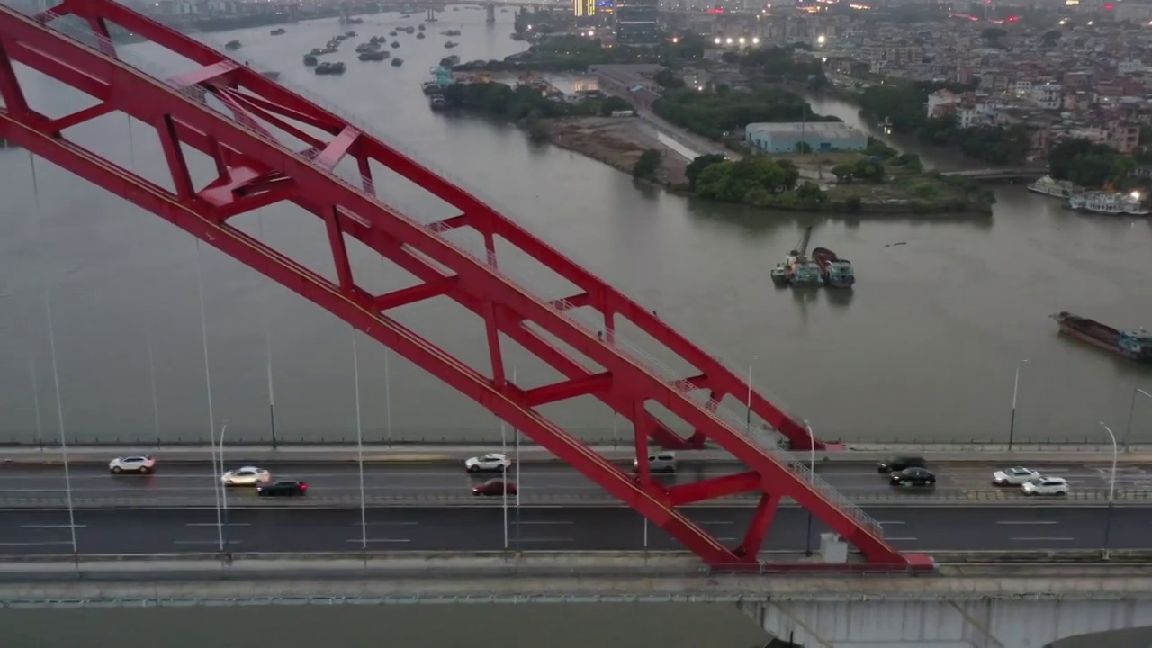 航拍深圳城市风光公路桥梁车流夜景灯光视频素材