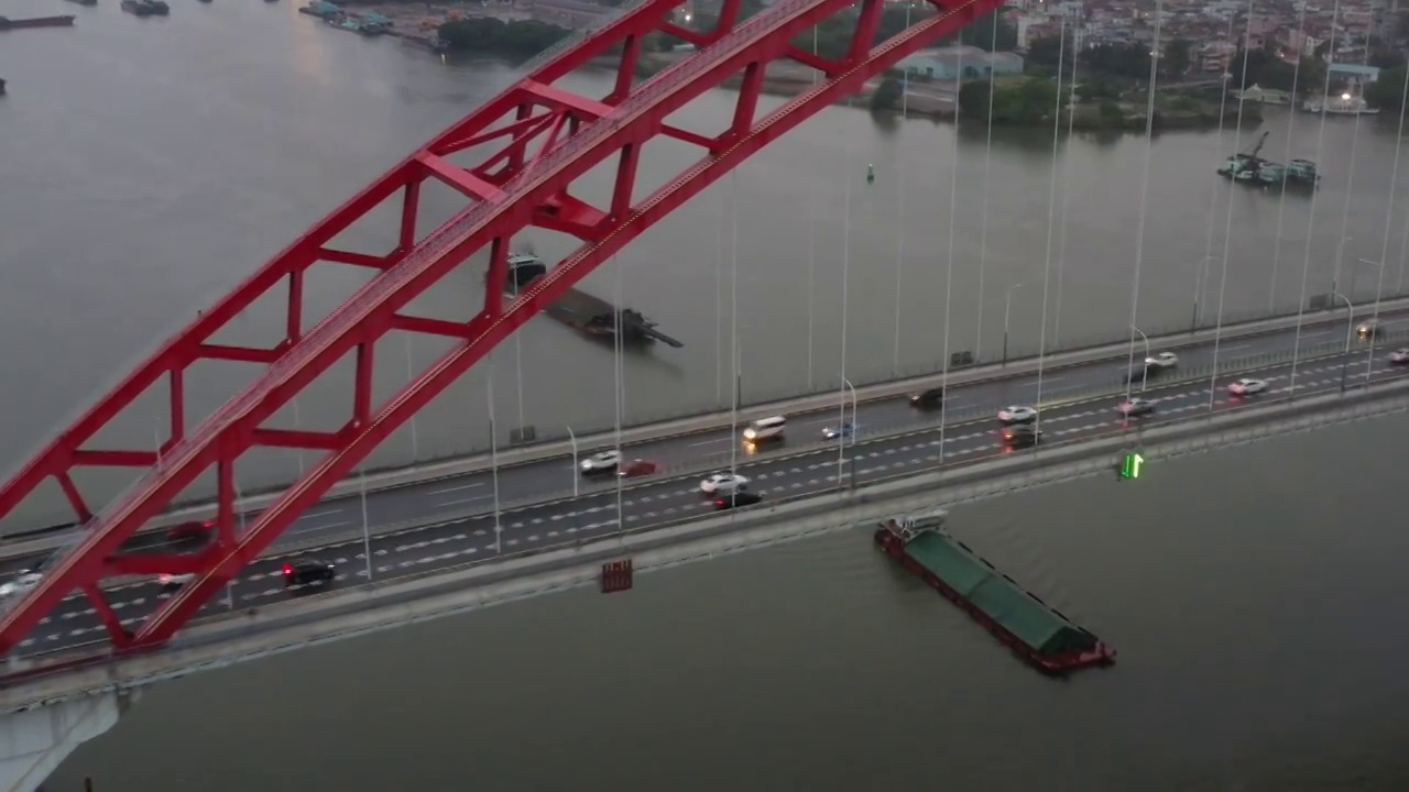 航拍深圳城市风光公路桥梁车流夜景灯光视频素材