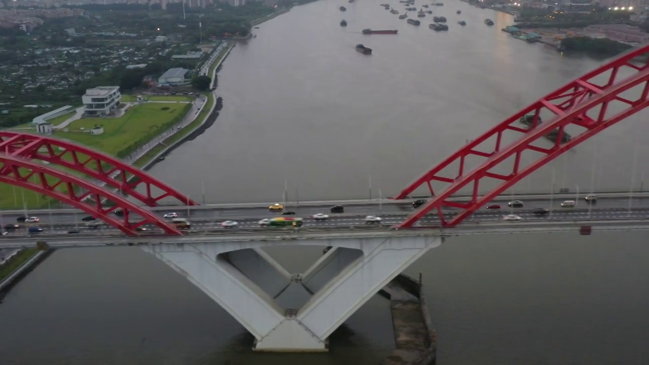 航拍深圳城市风光公路桥梁车流夜景灯光视频素材