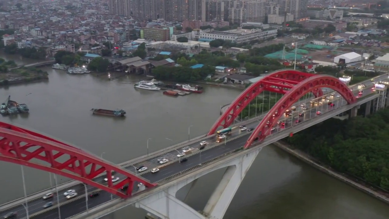 航拍深圳城市风光公路桥梁车流夜景灯光视频素材