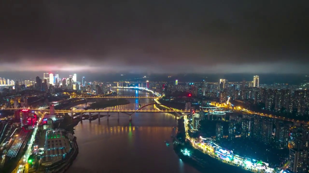 航拍延迟城市夜景视频素材