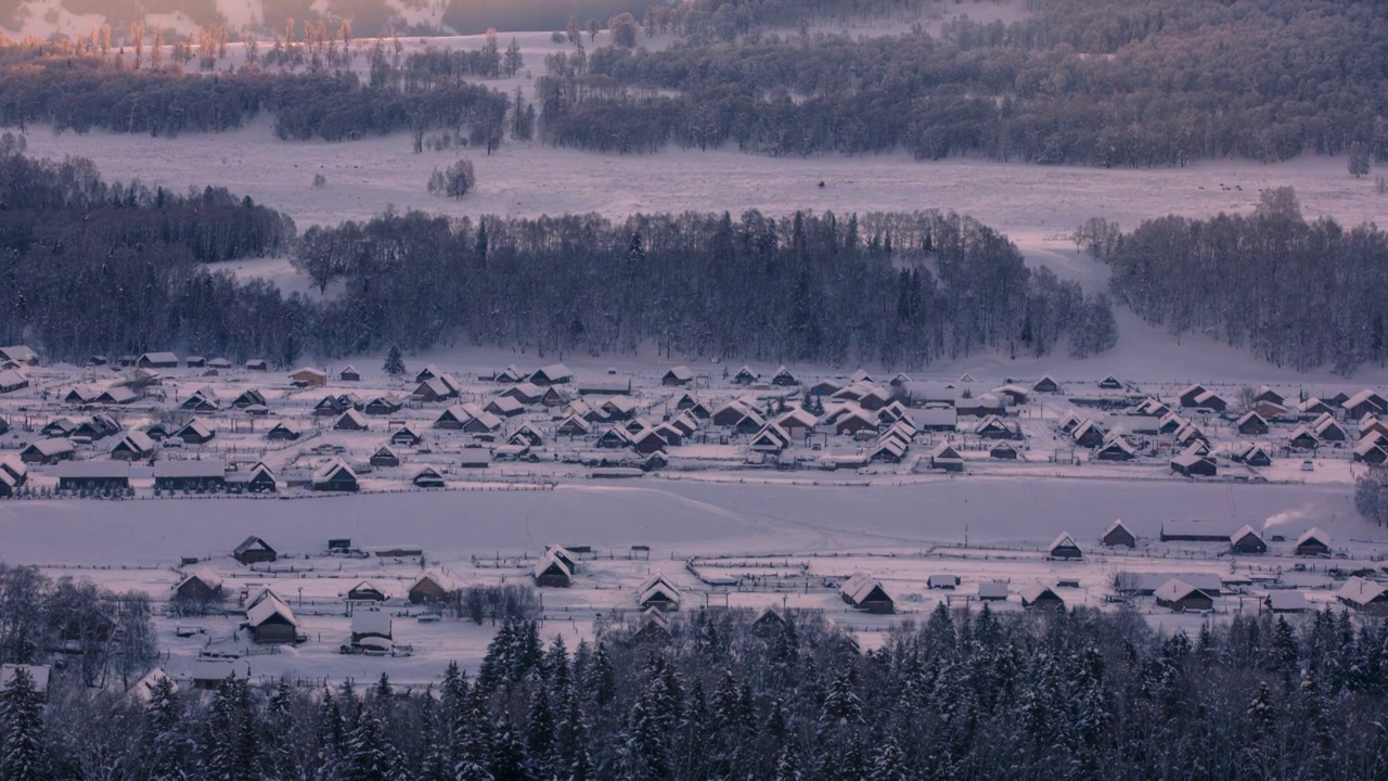 禾木雪景日出视频下载