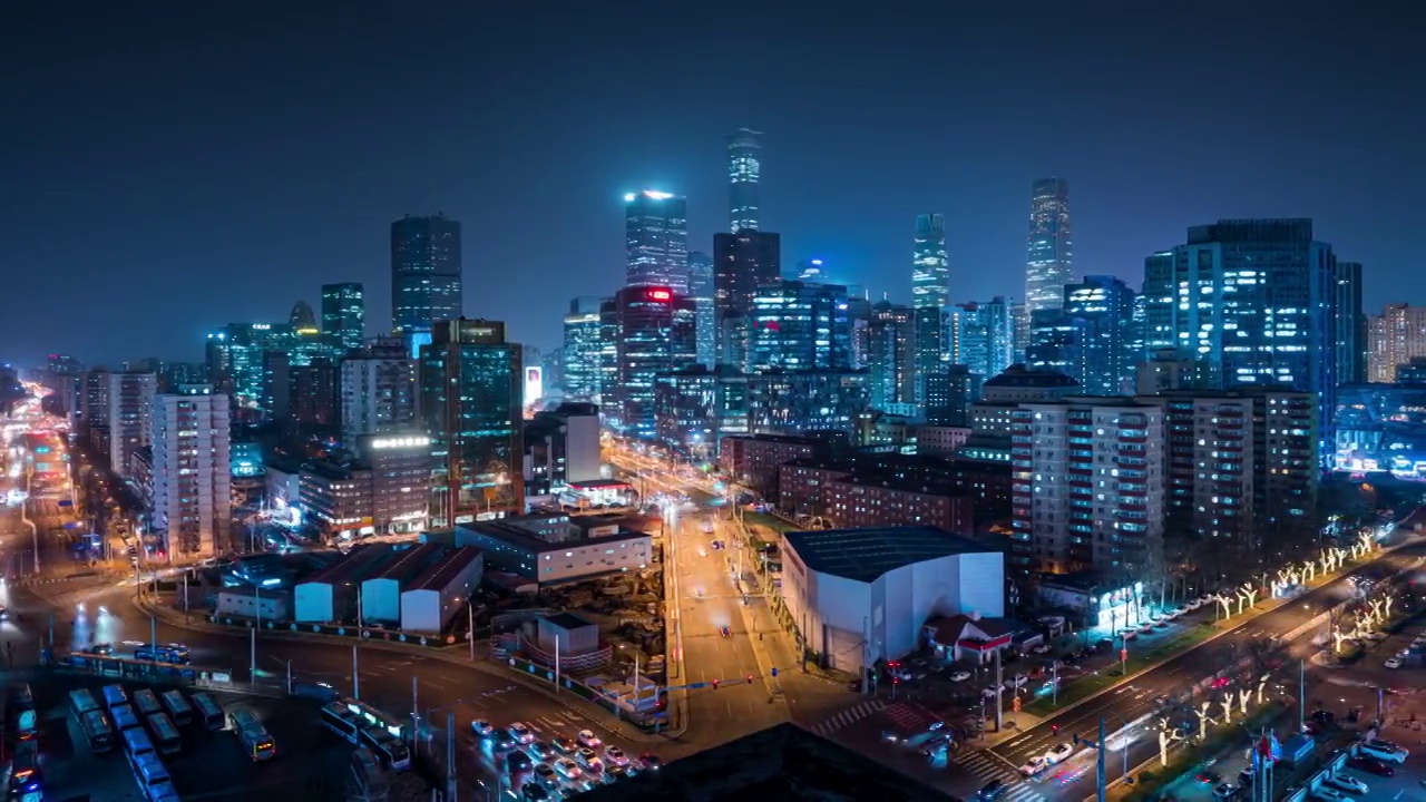 北京国贸天际线夜景视频素材