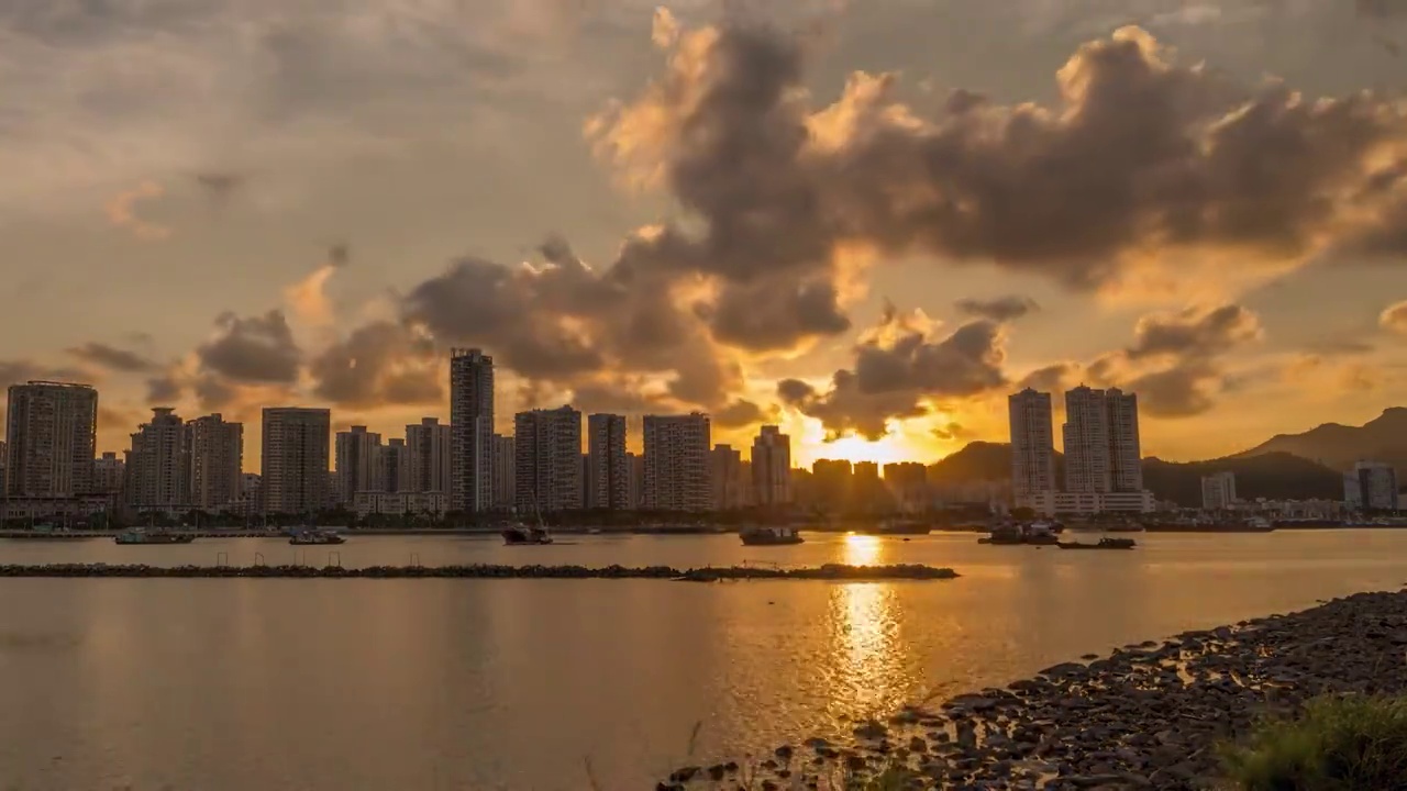 珠海城市日落延时视频下载