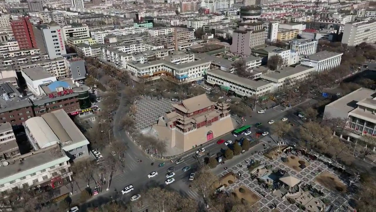 航拍宁夏银川地标玉皇阁视频素材