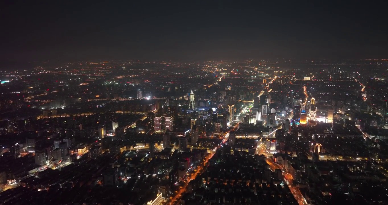 航拍杭州城市天际线夜景视频素材