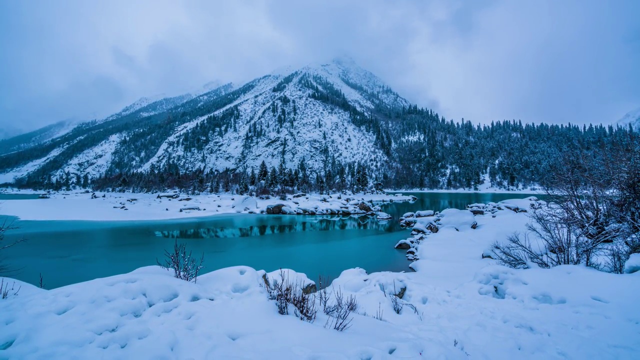 然乌湖雪景视频素材