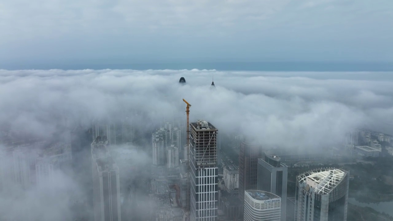 海南省海口市城市云海航拍视频素材