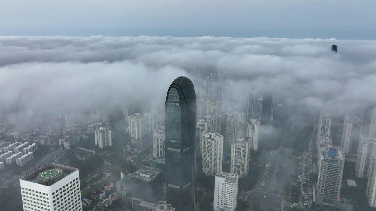 海南省海口市城市云海航拍视频下载