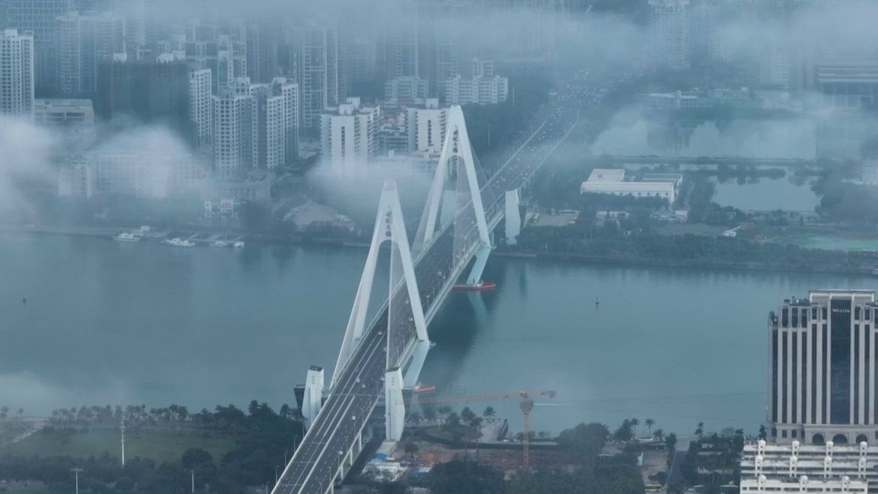 海南省海口市城市云海航拍视频素材