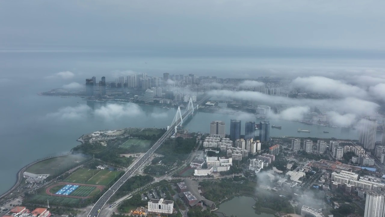 海南省海口市城市云海航拍视频下载