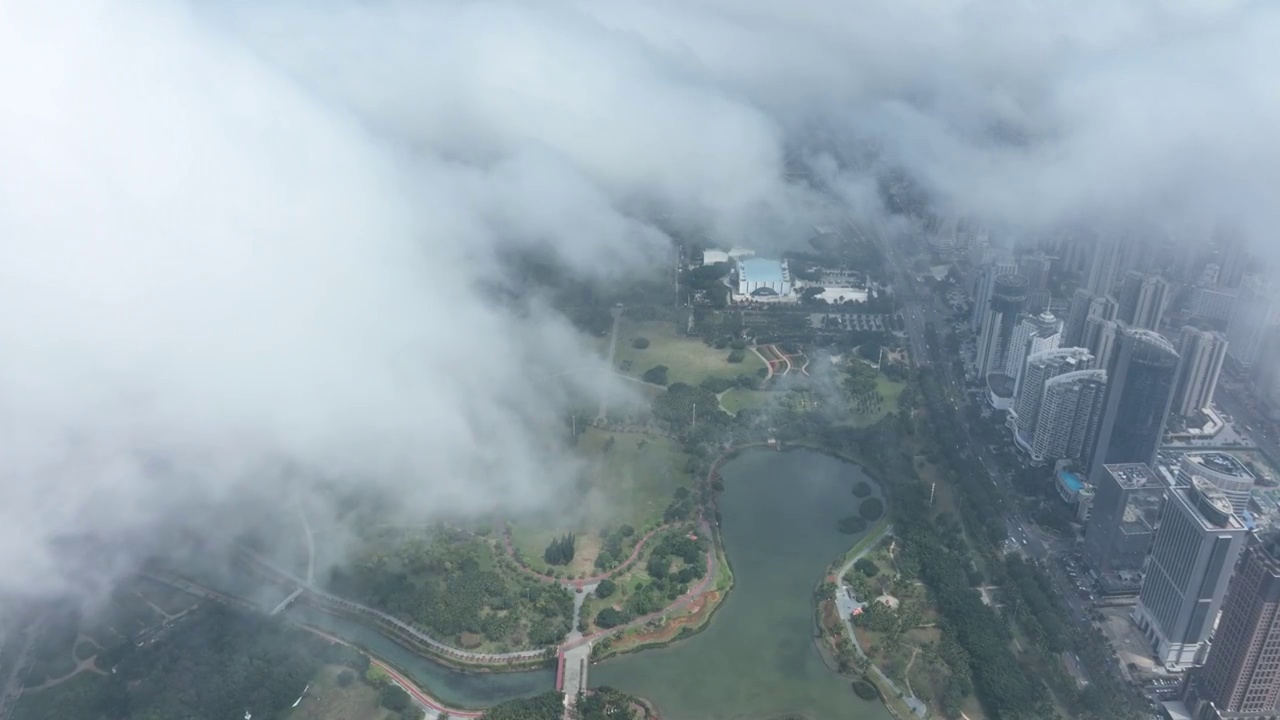 海南省海口市城市云海航拍视频素材